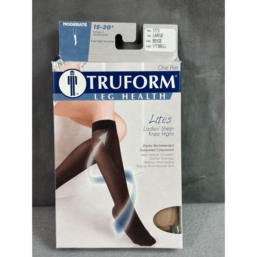 Truform Ladies Sheer Knee Highs 15-20 mmHg Compression Stockings Beige # 1773